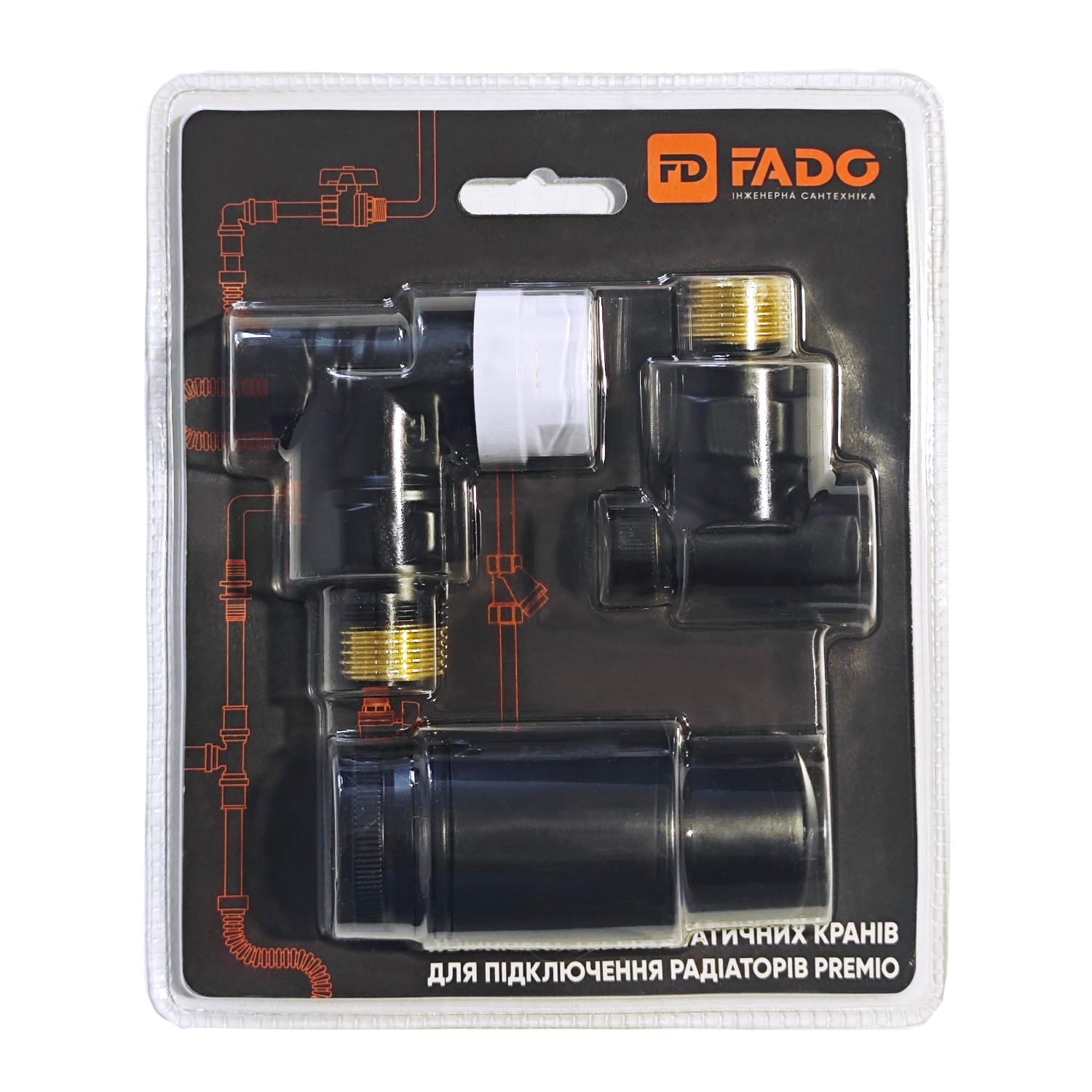 KTS01B_0 Термостатический комплект FADO 1/2″ ВН угловой, черный матовый (KTS01B)