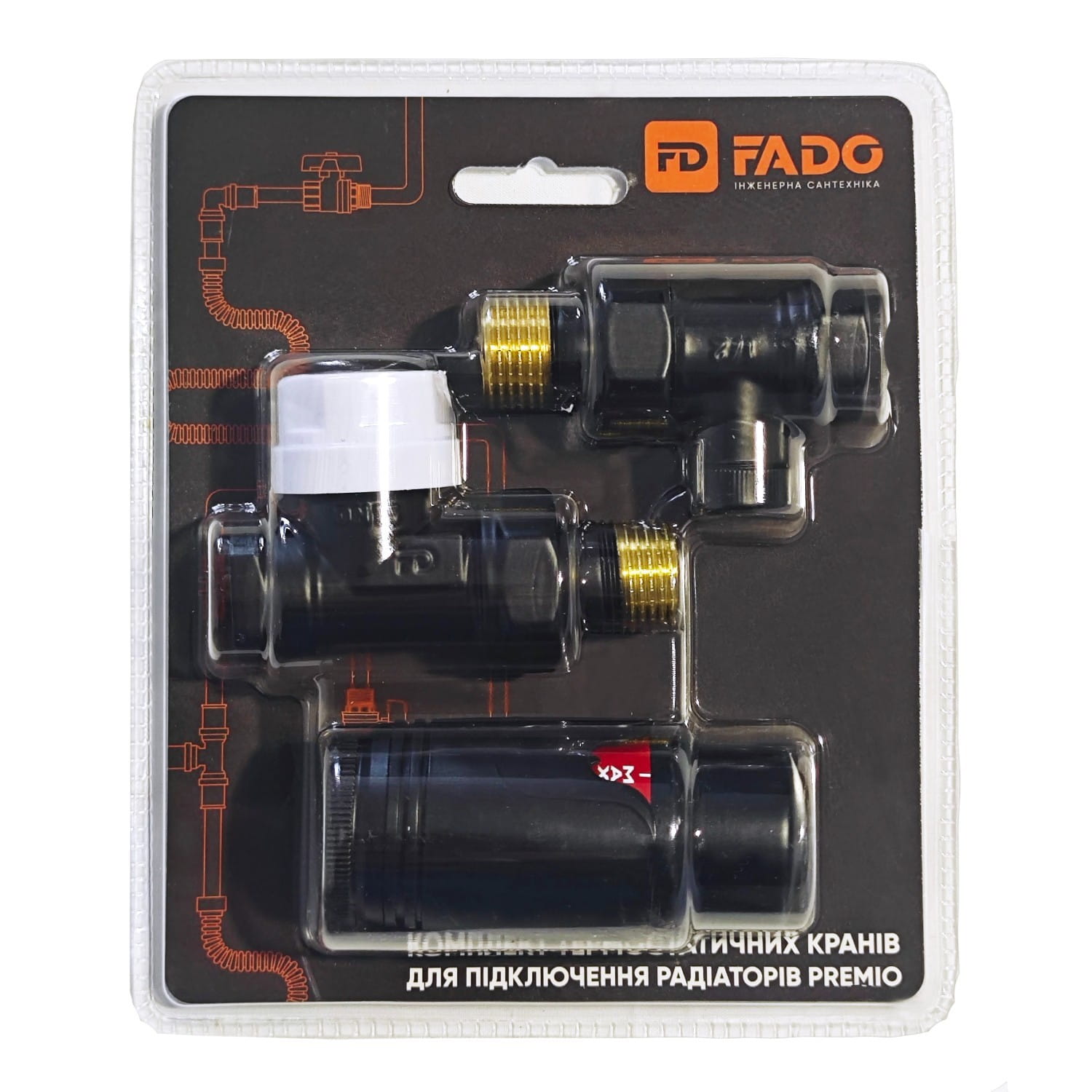 KTS02B_0 Термостатический комплект FADO Premio 1/2″ ВН прямой, черный матовый (KTS02B)