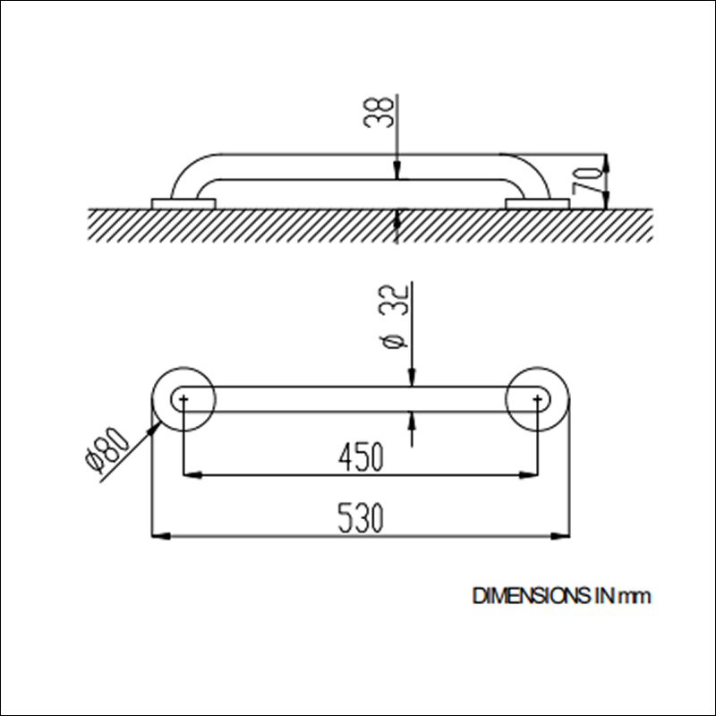 LM-15054.45.S_2 Поручень для ванны NOFER настенный, нержавеющая сталь, сатин (15054.45.S)