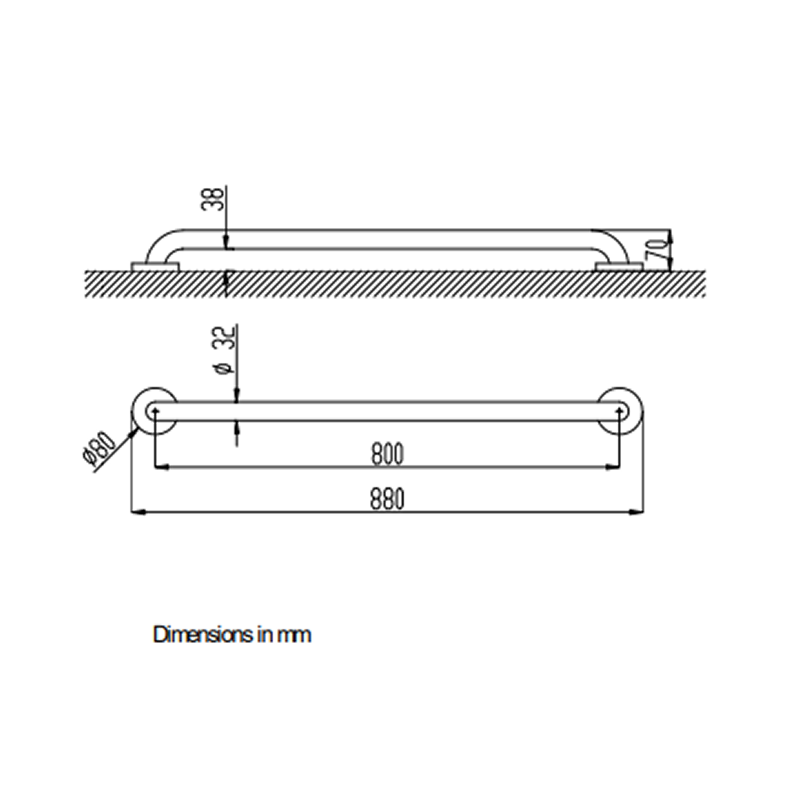 LM-15054.80.S_2 Поручень для ванны Nofer настенный, нержавеющая сталь (15054.80.S)