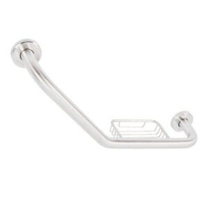 Поручень для ванны Valeso настенный, изогнутый, с мыльницей, неражавеющая сталь, хром (NES-T447)