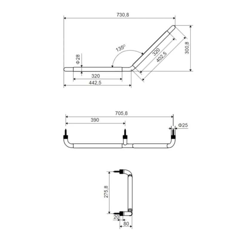 PLW-DOEX.1873BL_2 Поручень для ванны Excellent Hendi настенный, угловой, латунь (DOEX.1845BL)