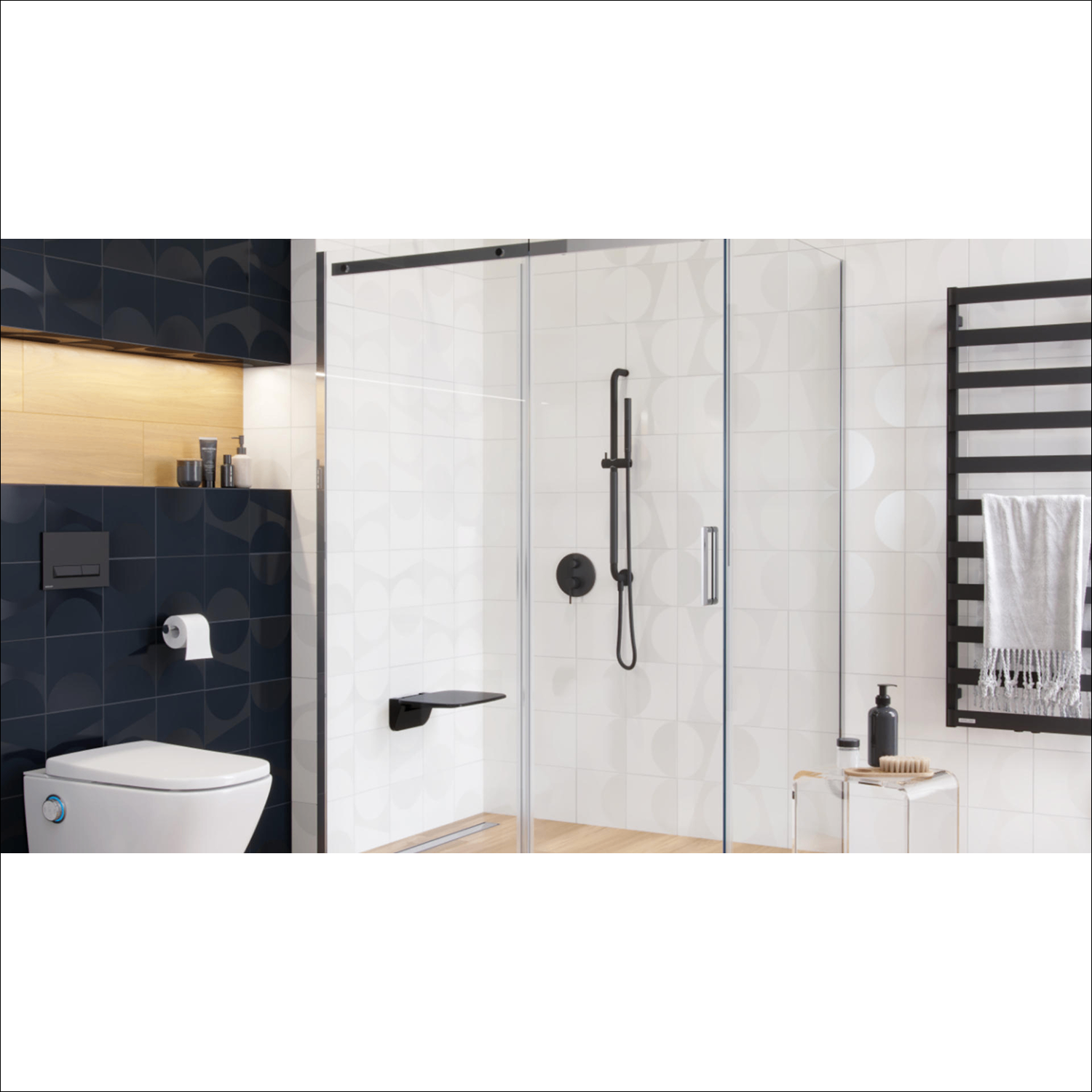 PLW-DOEX.1875BL_3 Поручень для ванны Excellent Hendi настенный, с держателем лейки (DOEX.1875BL)