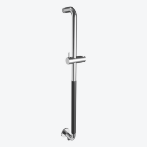 Поручень для ванны Excellent Hendi настенный, с черной ручкой, с держателем лейки и подводом воды, латунь, хром (DOEX.1875CR)