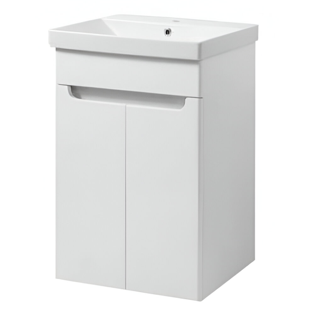 42625 Тумба в ванную Юввис Sempre ТП 500х400 подвесная, с умывальником Piccolo, белая