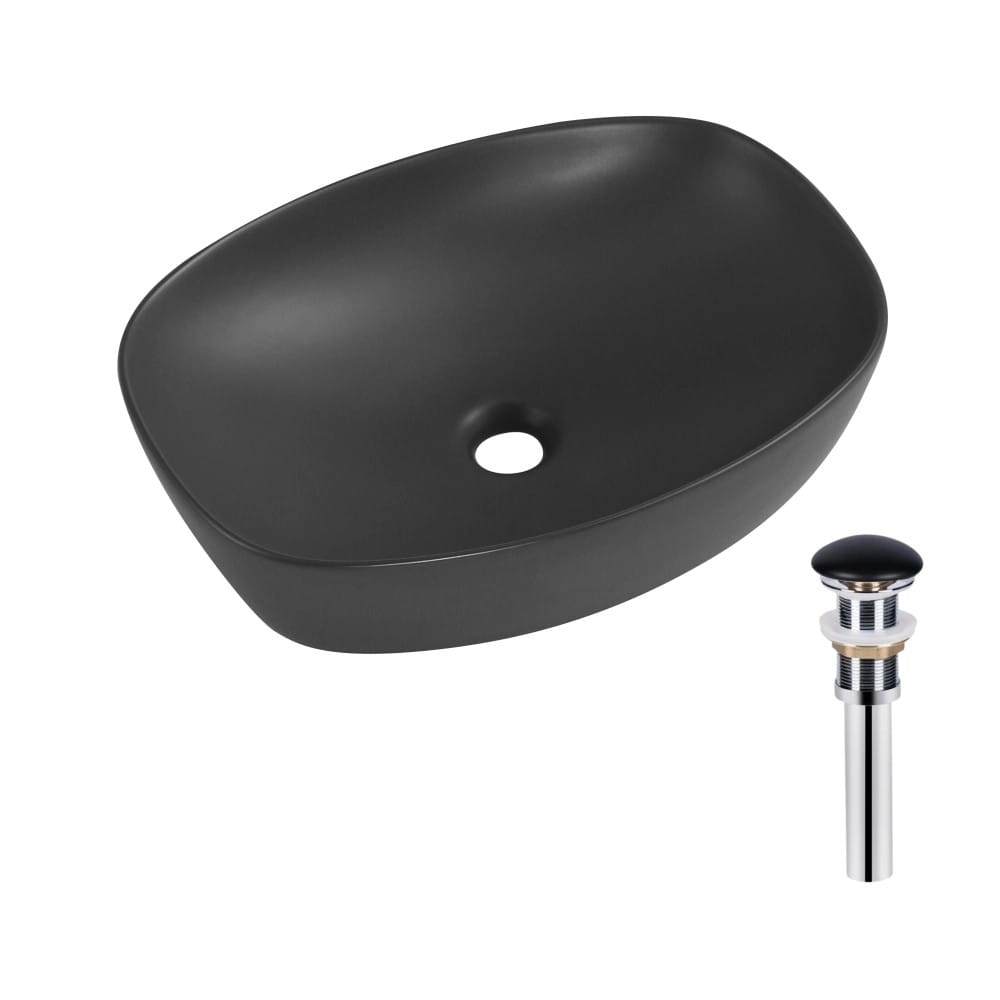 SD00054296_0 Раковина накладная Qtap Robin 500х380 прямоугольная, антрацит матовая + донный клапан (QT04116302AN)