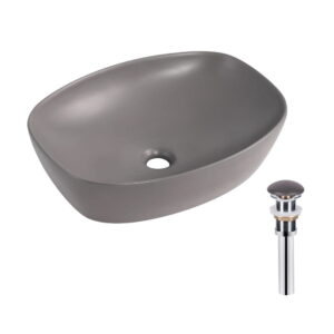 Раковина накладная Qtap Robin 500х380 прямоугольная, серая матовая + донный клапан (QT04116302SG)