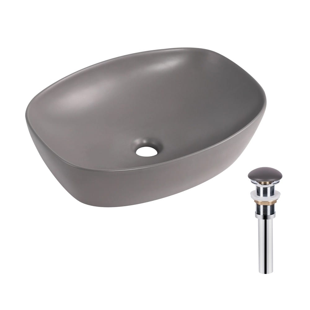 SD00054297_0 Раковина накладная Qtap Robin 500х380 прямоугольная, серая матовая + донный клапан (QT04116302SG)