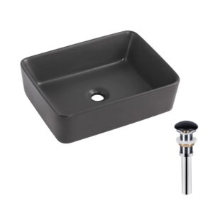 Умывальник накладной Qtap Tern 480х370 прямоугольная, антрацит матовый + донный клапан (QT17116069AN)