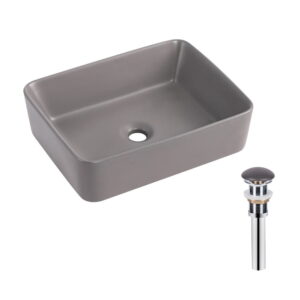 Умывальник накладной Qtap Tern 480х370 прямоугольная, серый матовый + донный клапан (QT17116069SG)