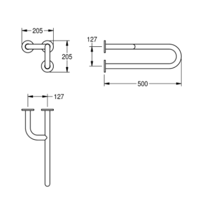 UIN-CNTX41NR_2 Поручень для ванны Franke настенный, правый, с креплением в трех точках, нержавеющая сталь (CNTX41NL)