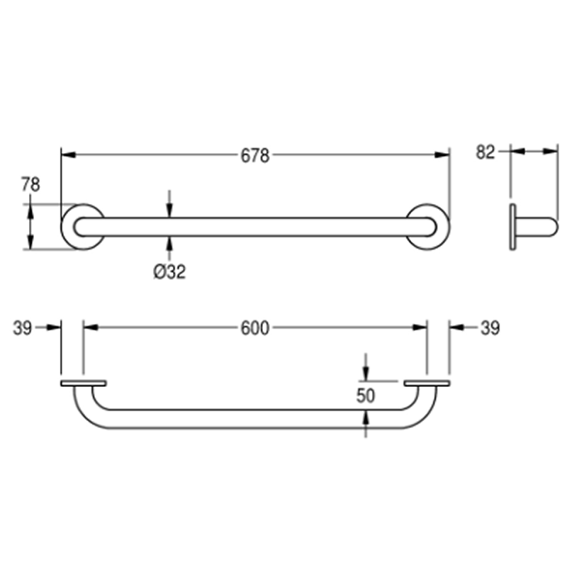UIN-CNTX600W_2 Поручень для ванны Franke настенный, нержавеющая сталь, хром (CNTX600W)
