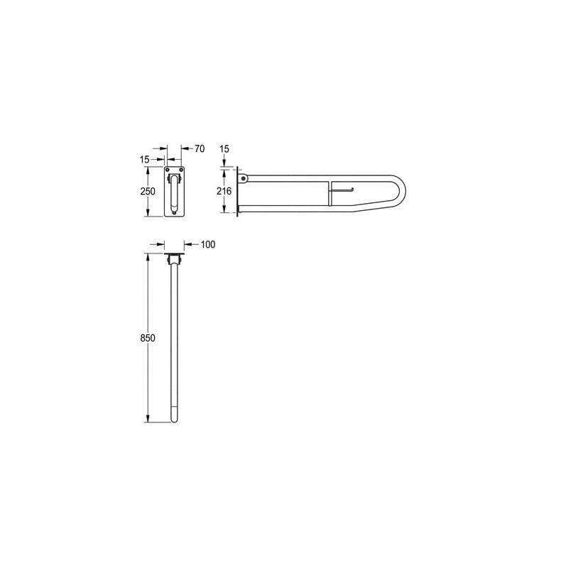 UIN-CNTX73A_2 Поручень для ванны Franke настенный, откидной, с держателем для рулона (CNTX73A)
