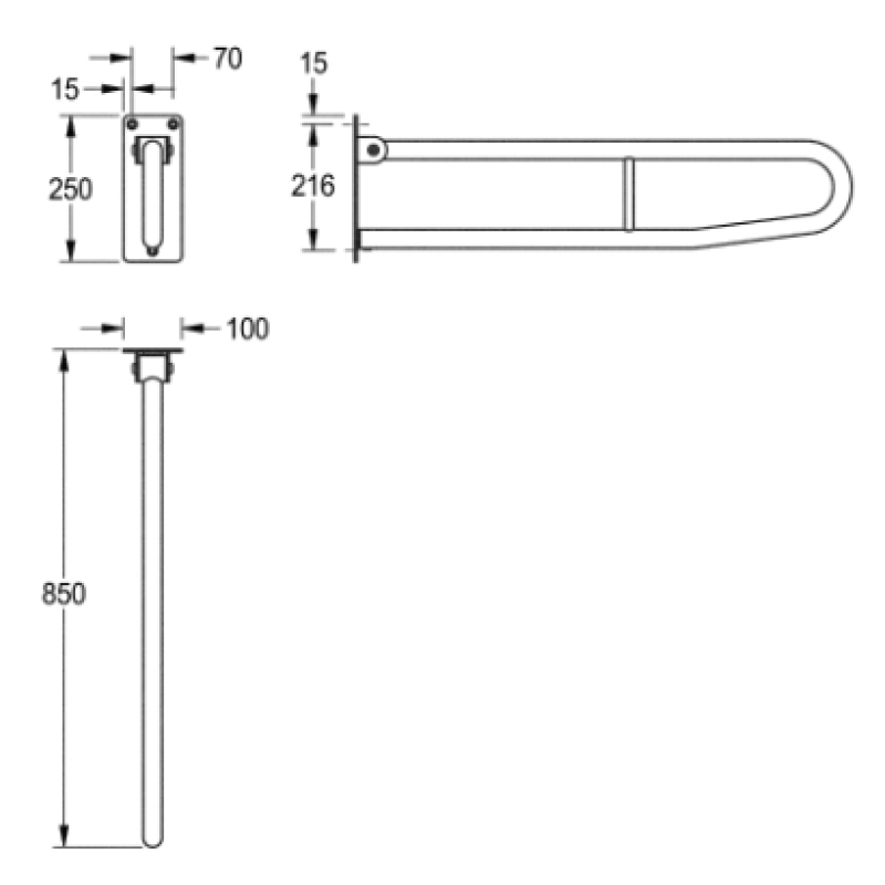 UIN-CNTX73B_2 Поручень для ванны Franke настенный, откидной (CNTX73B)