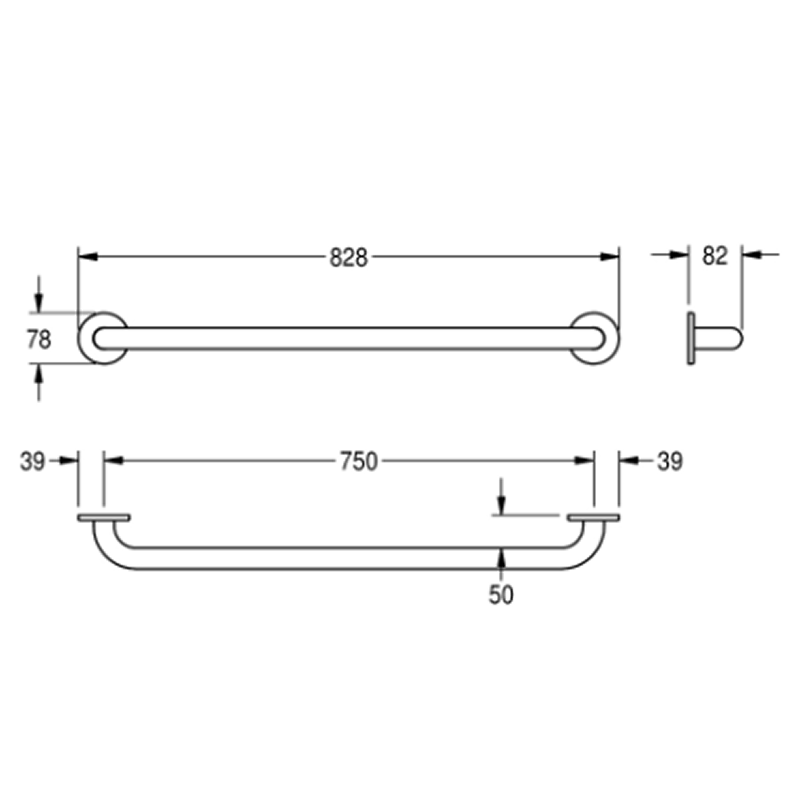 UIN-CNTX750W_2 Поручень для ванны Franke настенный, нержавеющая сталь (CNTX750W)