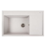 Гранітна мийка Valeso Azurit 790х500 врізна, прямокутна, матовий білий