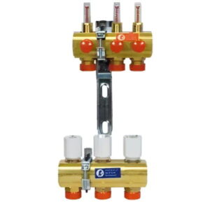 Коллектор теплого пола Giacomini 1" x 3/4"E 3 выхода, с расходомерами