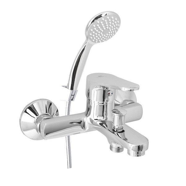 TAR-000058301_0 Смеситель для ванны Rubineta Luka 10 K настенный, хром + ручная лейка