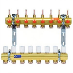 Коллектор теплого пола Giacomini 1" x 3/4"E 8 выходов, с расходомерами, латунный