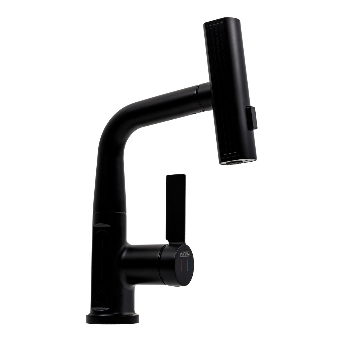 PLTM-SP000041419 Смеситель для умывальника Platinum выдвижной, латунный, черный матовый