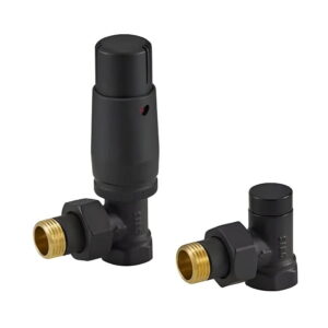 Термостатический комплект ARTTIDESIGN 1/2″ ВН угловой, черный матовый