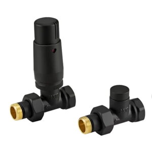 Термостатический комплект ARTTIDESIGN 1/2″ ВН прямой, черный матовый