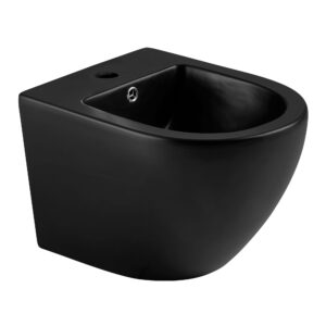 Биде подвесное Imprese Lesna 370х495 овальное, без сиденья, черное матовое (i11547 black)