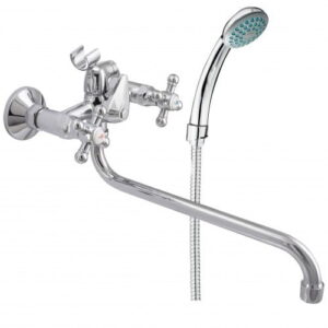 Смеситель для ванны Rubineta C 1 Cross настенный, хром + ручная лейка