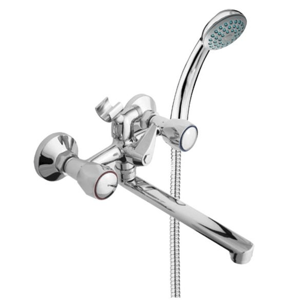 TAR-000058942_0 Смеситель для ванны Rubineta R 1 Globo C настенный, хром + ручная лейка