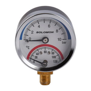 Термоманометр радиальный Solomon V1244 S биметаллический 3/8" 10 бар 120°C