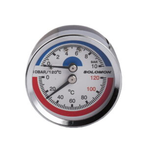Термоманометр аксиальный Solomon V1245 S биметаллический 3/8" 10 бар 120°C