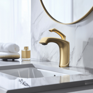 Смеситель для умывальника Nett PG-33 однорычажный, латунный, золото матовое