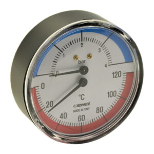 Термоманометр аксиальный Cewal биметаллический 1/2" 4 бар 120°C D63 (91548400)