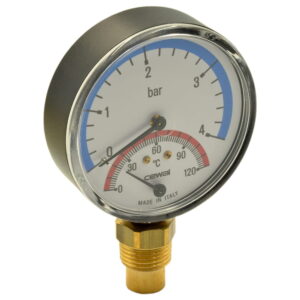 Термоманометр радиальный Cewal TRR 80 биметаллический 1/2" 4 бар 120°C (91568400)