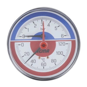 Термоманометр аксиальный Icma биметаллический 1/2" 6 бар 120°C (91259AD06120)
