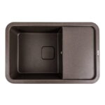 Гранітна мийка Valeso Cube 780х500 врізна, прямокутна, матова темна скеля