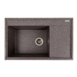 Гранітна мийка Valeso Azurit 790х500 врізна, прямокутна, матовий бежевий