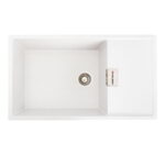 Гранітна мийка Valeso Diamond 860х500 врізна, прямокутна, матова біла в точку