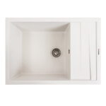 Гранітна мийка Valeso Cascada 700х500 врізна, прямокутна, матова біла в точку