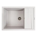 Гранітна мийка Valeso Cascada 700х500 врізна, прямокутна, матова біла