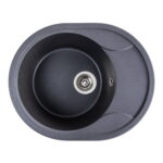 Гранітна мийка Valeso Onyx 580х470 врізна, овальна, матовий моріон