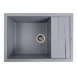 Гранітна мийка Valeso Cascada 700х500 врізна, прямокутна, матова сіра металік