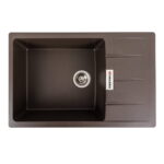 Гранітна мийка Valeso Roma 780х500 врізна, прямокутна, матова темна скеля