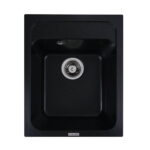 Гранітна мийка Valeso Korrado 400х500 врізна, прямокутна, матова чорна металік