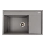 Гранітна мийка Valeso Azurit 790х500 врізна, прямокутна, матова сіра мусон