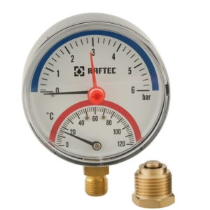 Термоманометр радиальный Raftec биметаллический 1/2" 6 бар 120°C