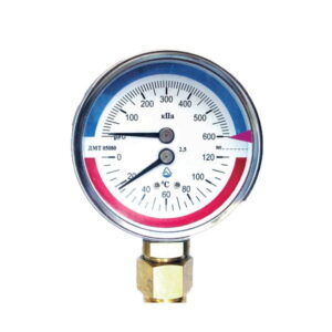 Термоманометр радиальный Стеклоприбор биметаллический 1/2" 6 бар 120°C