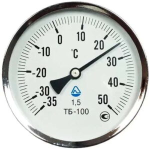 Термометр аксиальный Стеклоприбор ТБ-100 1/2" биметалический (0...+150°С)