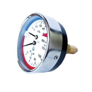 Термоманометр аксиальный Стеклоприбор биметаллический 1/2" 6 бар 120°C