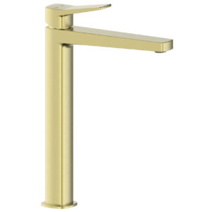 Смеситель для умывальника KFA Armatura Malaga однорычажный, золото брашированное + сифон Click-Clack